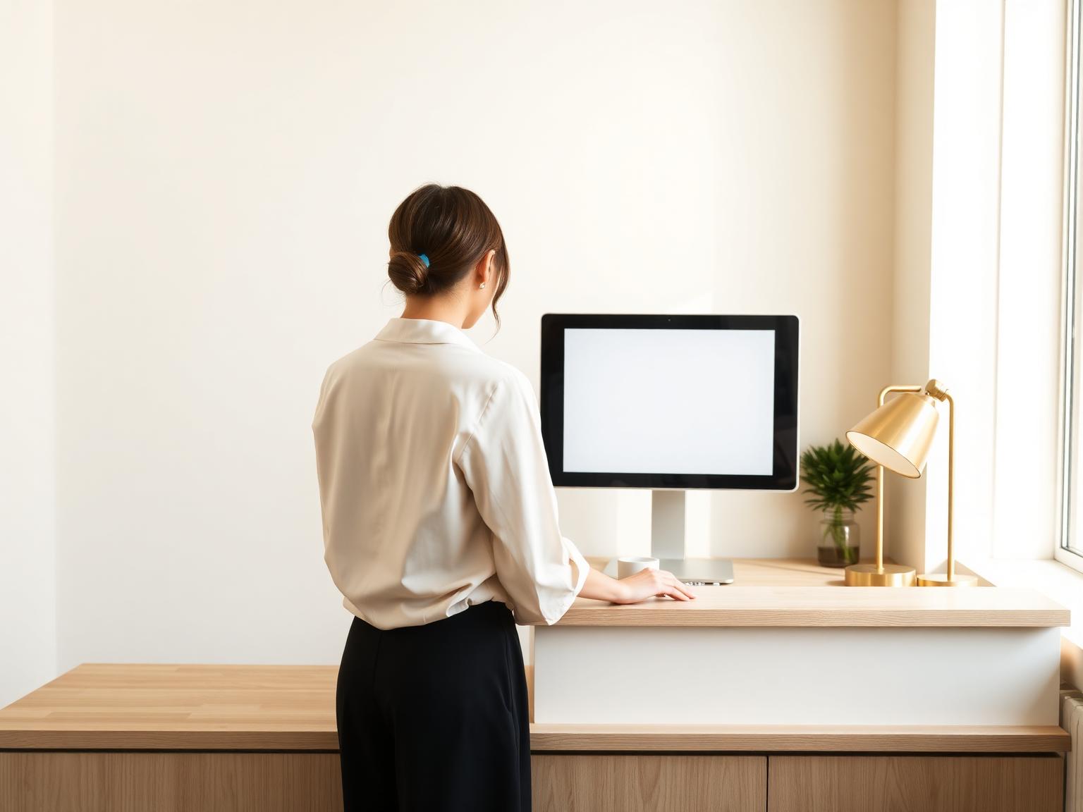 A dental front desk in soft morning light, ready for the day.